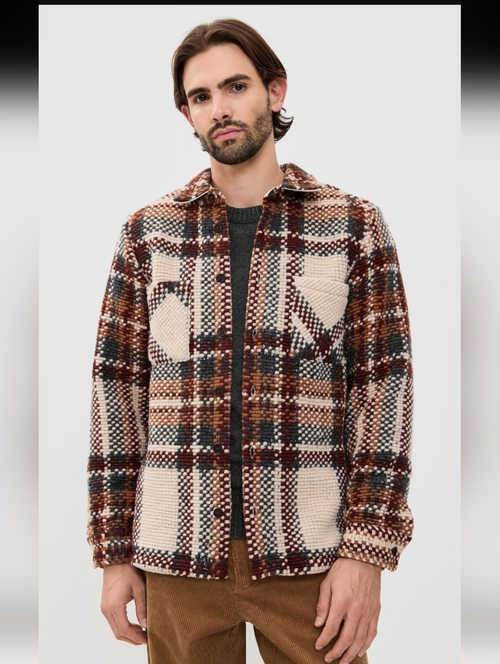 Wax London Wool Bobble Whiting Overshirt